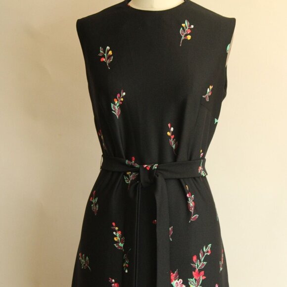 Vintage 1970s Dress, Lady Carol Black Floral Print Maxidress, Cottage Core, Folk - Picture 3 of 10